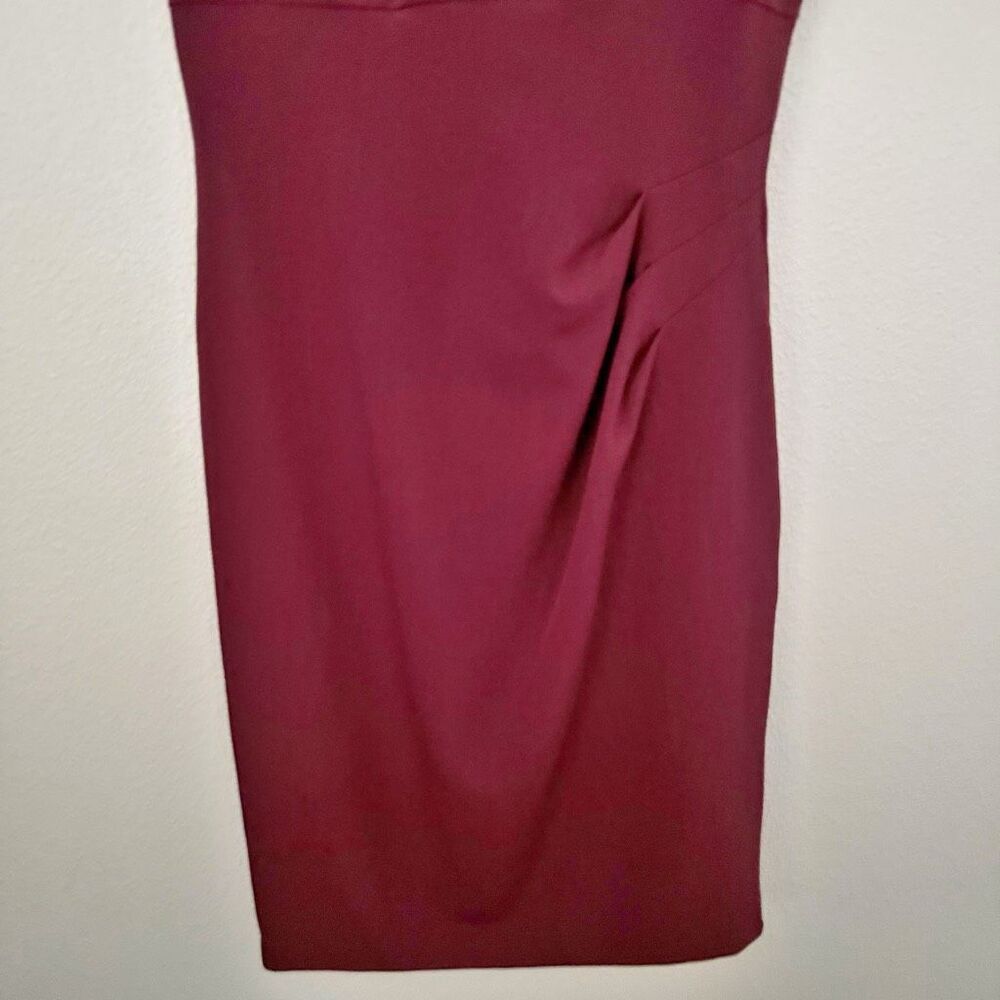 ADRIANNA PAPELL | Wine Maroon Burgundy Ruched Sleeveless Sheath Dress | Size 6 - Picture 3 of 8
